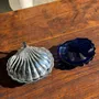 Kitchen utensils - Vintage silver plated shell butter dish with blue cup - OFFICE OBJETS