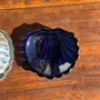 Kitchen utensils - Vintage silver plated shell butter dish with blue cup - OFFICE OBJETS