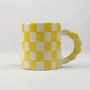 Mugs - Checkered Ceramic Mugs -- 3x3x3.5 Inches - CASA AMAROSA