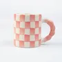 Mugs - Checkered Ceramic Mugs -- 3x3x3.5 Inches - CASA AMAROSA