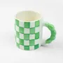 Mugs - Checkered Ceramic Mugs -- 3x3x3.5 Inches - CASA AMAROSA