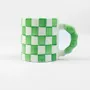 Mugs - Checkered Ceramic Mugs -- 3x3x3.5 Inches - CASA AMAROSA
