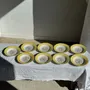 Formal plates - Set of 9 large vintage soup plates yellow pink flowers - OFFICE OBJETS