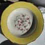 Formal plates - Set of 9 large vintage soup plates yellow pink flowers - OFFICE OBJETS