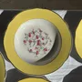 Formal plates - Set of 9 large vintage soup plates yellow pink flowers - OFFICE OBJETS