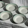 Formal plates - Set of 8 antique turquoise soup plates with gold border D22.5 - OFFICE OBJETS