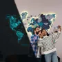 Other wall decoration - World Wooden Map Colored 3D L Prime Plus Ocean Lum LED 3.0 EU Right - ENJOY THE WOOD