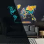Other wall decoration - World Wooden Map Colored 3D M Prime Plus Indie Lum LED 3.0 EU Right - ENJOY THE WOOD