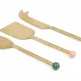 Knives - Brass Finish Cheese Knife Set , (Set of 3) - 6.5 x 2 Inches - CASA AMAROSA