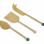Knives - Brass Finish Cheese Knife Set , (Set of 3) - 6.5 x 2 Inches - CASA AMAROSA