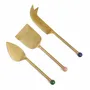 Knives - Brass Finish Cheese Knife Set , (Set of 3) - 6.5 x 2 Inches - CASA AMAROSA