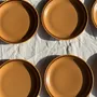 Assiettes au quotidien - Lot de 11 petites assiettes à dessert en grès liseré brun - OFFICE OBJETS