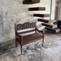 Bancs - Petit banc ancien indonésien en teck sculpté de motifs végétaux et flo - OFFICE OBJETS