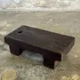 Stools - Small stool, wabi-sabi black solid teak side stool L30 l8.5 - OFFICE OBJETS