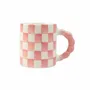 Mugs - Checkered Ceramic Mugs -- 3x3x3.5 Inches - CASA AMAROSA