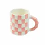 Mugs - Checkered Ceramic Mugs -- 3x3x3.5 Inches - CASA AMAROSA