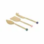 Knives - Brass Finish Cheese Knife Set (Set of 3) - 6.5 x 2 Inches - CASA AMAROSA