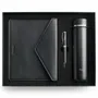 Objets design - Ensemble comprenant un stylo, une bouteille isotherme en acier inoxydable et un porte-documents en cuir véritable. - OTTAVIANI