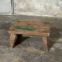 Tabourets - Petit tabouret d'appoint en teck upcyclé traces de chromie verte - OFFICE OBJETS