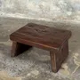 Stools - Small organic chocolate brown upcycled teak side stool - OFFICE OBJETS