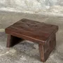 Stools - Small organic chocolate brown upcycled teak side stool - OFFICE OBJETS