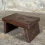 Stools - Small organic chocolate brown upcycled teak side stool - OFFICE OBJETS