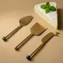 Knives - Brass Finish Cheese Knife Set (Set of 3) - 6.5 x 2 Inches - CASA AMAROSA