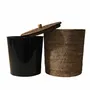 Bathroom waste baskets - Round Rattan Waste Bin With Lid - KING ZOO
