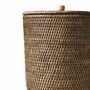 Bathroom waste baskets - Round Rattan Waste Bin With Lid - KING ZOO