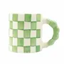 Mugs - Checkered Ceramic Mugs -- 3x3x3.5 Inches - CASA AMAROSA