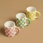 Mugs - Checkered Ceramic Mugs -- 3x3x3.5 Inches - CASA AMAROSA
