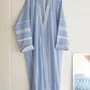 Homewear bien-être - peignoir de bain fouta taille L, bleu - OTTOMANIA