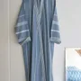 Homewear bien-être - peignoir de bain fouta taille L, bleu jeans - OTTOMANIA