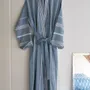 Homewear bien-être - peignoir de bain fouta taille L, bleu jeans - OTTOMANIA