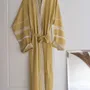 Homewear bien-être - peignoir de bain fouta taille L, jaune moutarde - OTTOMANIA