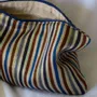 Bath towels - toiletry bag, brown, blue and golden stripes - OTTOMANIA