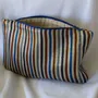 Bath towels - toiletry bag, brown, blue and golden stripes - OTTOMANIA