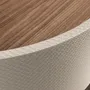 Tables basses - Table basse ronde en noyer et bois rembourré en similicuir couleur sable - ANGEL CERDÁ