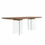 Dining Tables - Oval barrel dining table in walnut and tempered glass - ANGEL CERDÁ