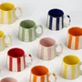 Tasses et mugs - Tasses à café à rayures en céramique - 3,6 x 2,6 pouces - CASA AMAROSA