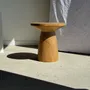 Coffee tables - Natural solid mango wood side table with conical base - OFFICE OBJETS