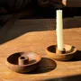 Decorative objects - D12 H3 monoxyl teak circular candle holder - OFFICE OBJETS
