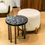 Tables pour hôtels - Table d'appoint ronde Ipanema plateau marbre, pieds nickel - DUISTT