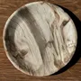 Unique pieces - Empty pocket, dish or circular plate in striped gray petrified wood - OFFICE OBJETS