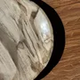 Unique pieces - Empty pocket, dish or circular plate in striped gray petrified wood - OFFICE OBJETS