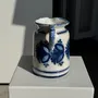 Carafes - Handmade carafe with antique blue floral decoration H17 D24.5 - OFFICE OBJETS