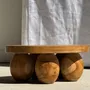 Stools - Minimalist mini stool with teak ball legs H15 D35 - OFFICE OBJETS
