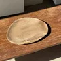 Unique pieces - Large empty pouch or dish in beige oval petrified wood D36x28 -3783 - OFFICE OBJETS