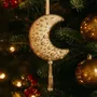 Christmas garlands and baubles - Sparkling handcrafted gold christmas crescent moon ornament - I WAS A SARI