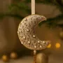 Christmas garlands and baubles - Sparkling handcrafted gold christmas crescent moon ornament - I WAS A SARI